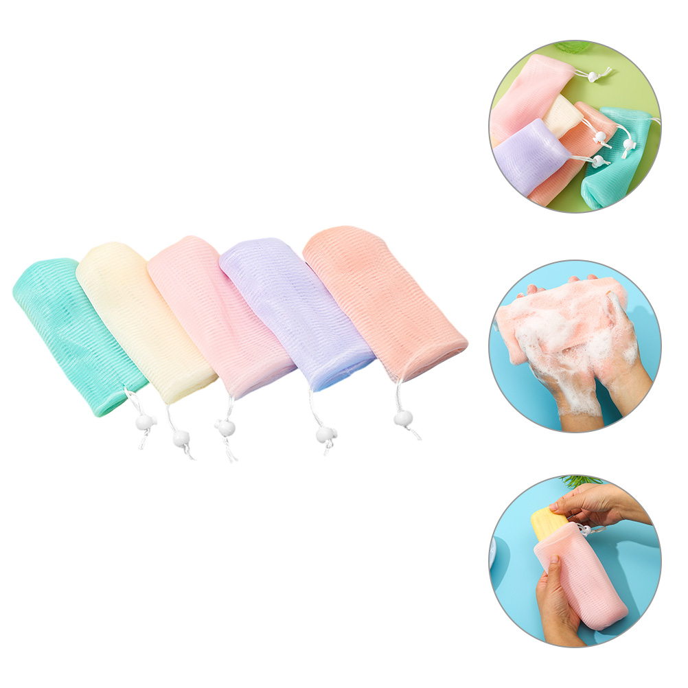 5 Pcs Lathering Mesh Soap Bag Bags for Bars Saver Foaming Portable Scrubber Pouch