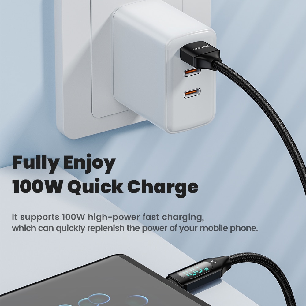 Toocki 100w cabo usb tipo c para huawei honor xiaomi samsung super carga carregamento rápido usb c carregador cabo de dados fio 1m 2m