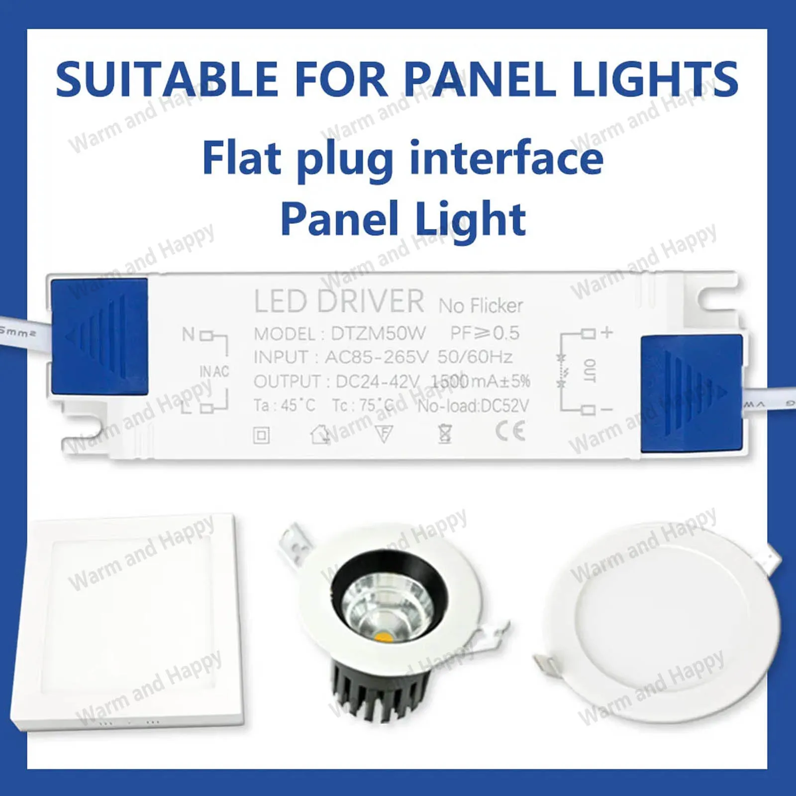 Cấp Nguồn Đèn LED Adapter 10W 20W 30W 40W 50W Chiếu Sáng Biến Hình DC24-42V AC85-265V Panel dùng Cho Đèn Led Driver Không Nhấp Nháy