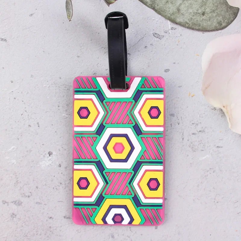 旅行かばん,PVCラベル,盗難防止,ヴィンテージ,花,ストライプ,幾何学的なスタイル,住所,トラベルアクセサリー