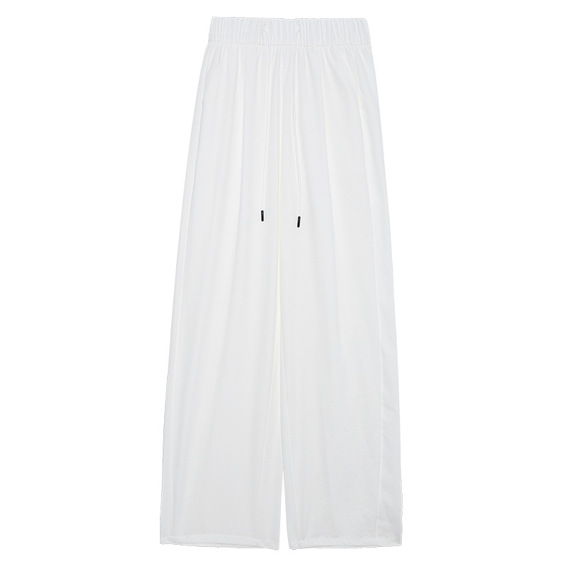 Qui Dry Wide Leg Knife Sport Pants Women's Spring Summer Thin New High Waist Draped Ice Silk Casual Pants Ladies