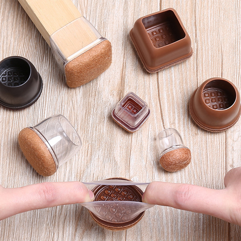 8 pçs silicone macio cadeira perna cobre fundo de feltro elástico móveis protetor de pé almofadas anti-deslizamento pernas de mesa tapete de proteção de chão