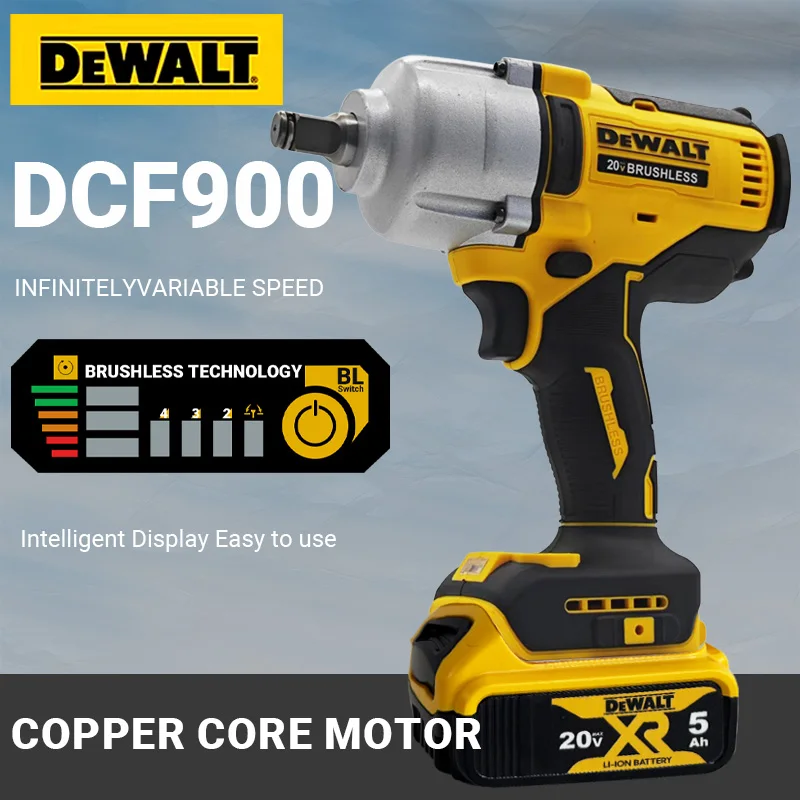 DEWALT DCF900 Electric Impact Wrench Brushless Cordless 1/2" Compact Three Speed Adjustment Pneumatic Cannon Tire Removal