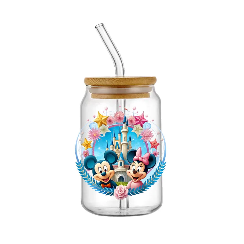 Pegatinas de transferencia UV DTF, impresión de transferencia de Mickey Mouse, transferencias UV DTF para envolturas de tazas, envolturas DTF a granel, calcomanías de vidrio