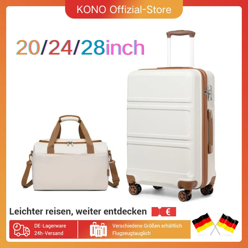 Zestaw walizek podróżnych KONO na kółkach, rozmiary S/M/L, 2 sztuki, z kółkami i torba podróżna Ryanair, kompaktowe walizki do podróży lotniczych.