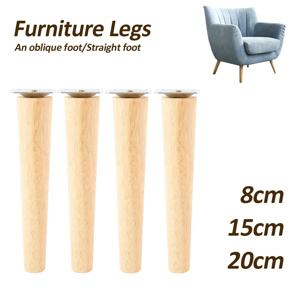 4Pcs Solid Wood Furniture Legs Height 8/15/20/25 CM Oblique/Straight Sofa Bed Cabinet Table Chair Replacement Feet Sloping Foot