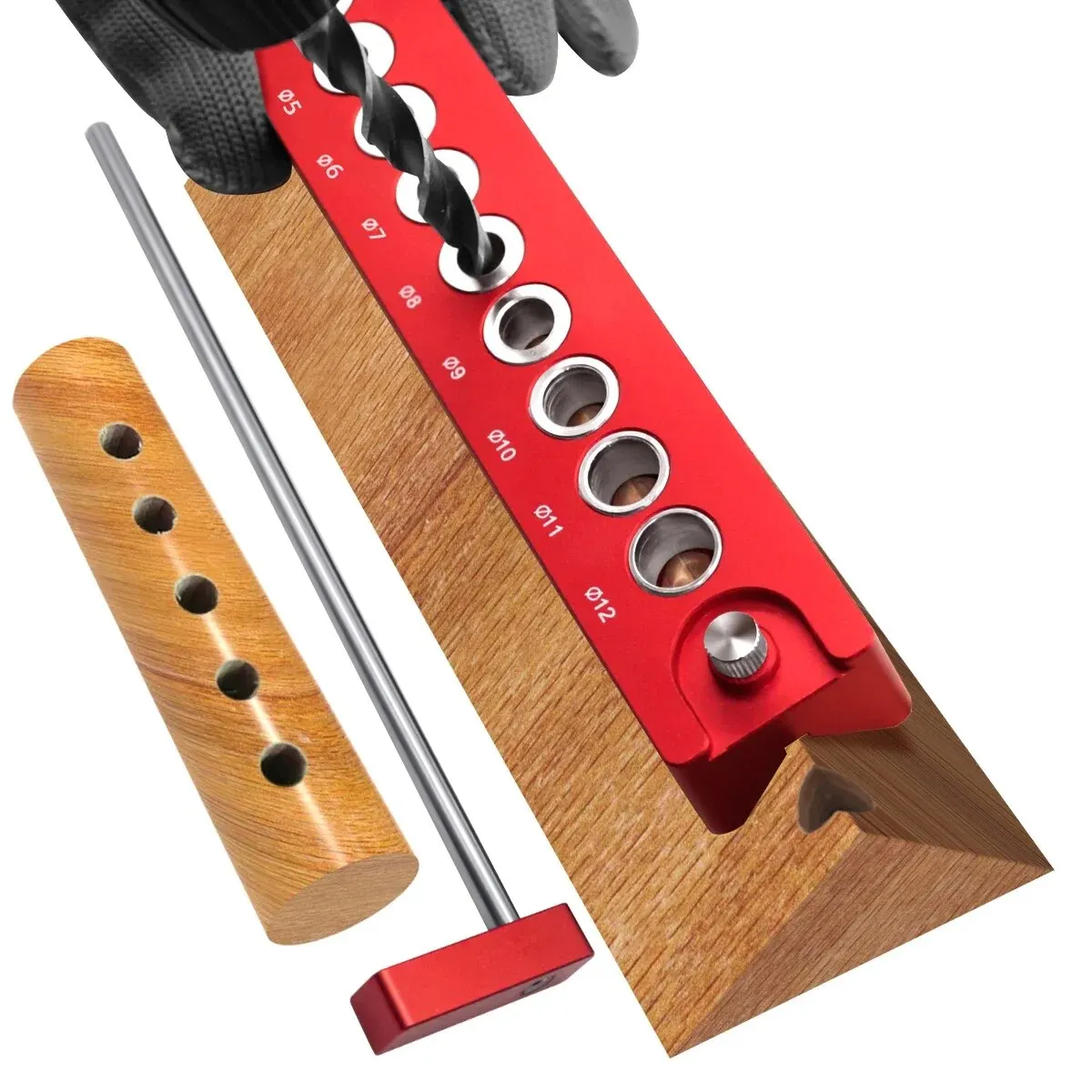 3-12 มม.กระเป๋าแนวตั้ง JIG ไม้ Dowel เจาะท่องเที่ยว Self Centering 10-Hole เจาะคู่มือ Bit JIG Positioner Locator