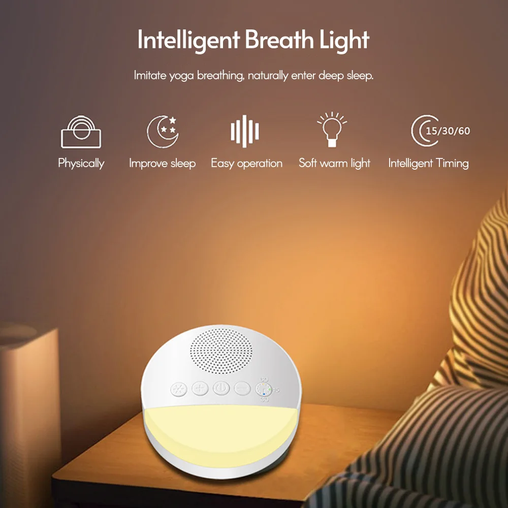 Baby White Noise Machine USB wiederaufladbare zeitgesteuerte Abschaltung Schlafmaschine Baby Sleep Sound Player Nachtlicht Timer Noise Player