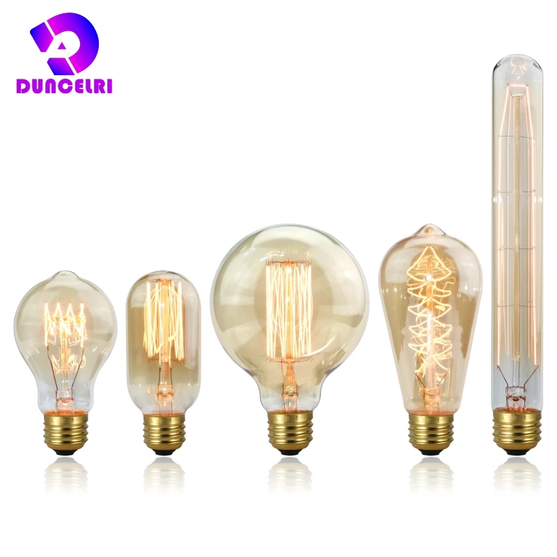 40W Edison Light Bulb E27 220V ST64 A19 A60 G80 G95 T10 T45 T185 Retro Filament Incandescent Ampoule Bulb Vintage Edison Lamps