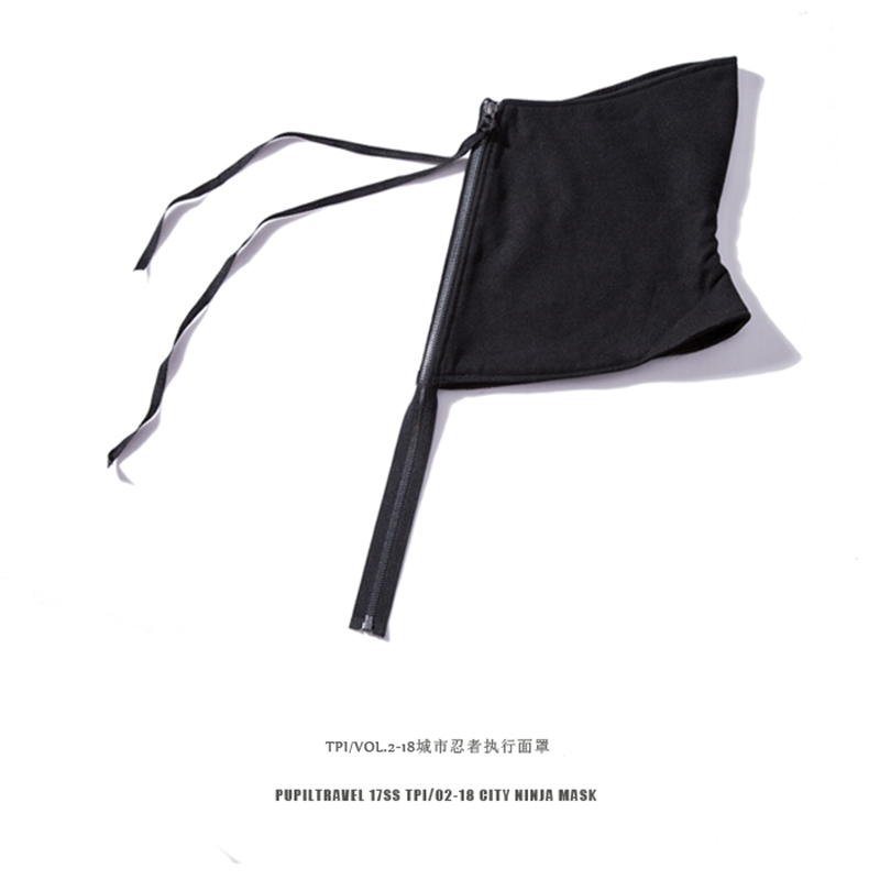 PUPILTRAVEL-bufanda negra clásica con cremallera, prenda de vestir, color negro, con cierre, estilo Punk Wasteland, 18AW