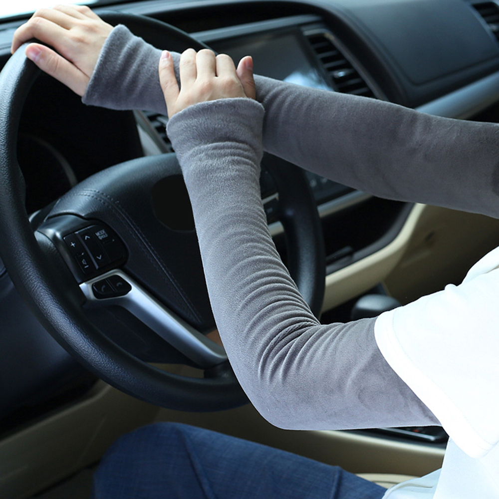 Mangas de pele falsa para homens e mulheres, luvas longas e grossas da metade do dedo, mangas quentes, capas de braço de lã, outono e inverno