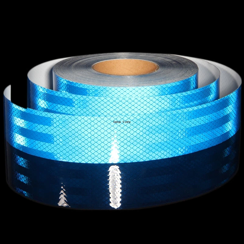 2,5 cm/5 cm/10 cm blaue mikroreflektierende Bänder, hochintensive Retro-Klebestreifen, wasserdichte Sicherheitswarnungsreflektoren, Autoaufkleber