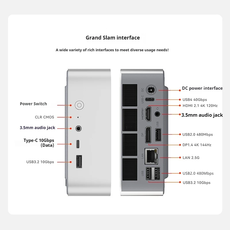 Beelink SER8 8845HS High Performance AMD Ryzen 7 8 Cores 16 Threads AI PC Gaming Office Design Ultra-Silent Mini Computer Host
