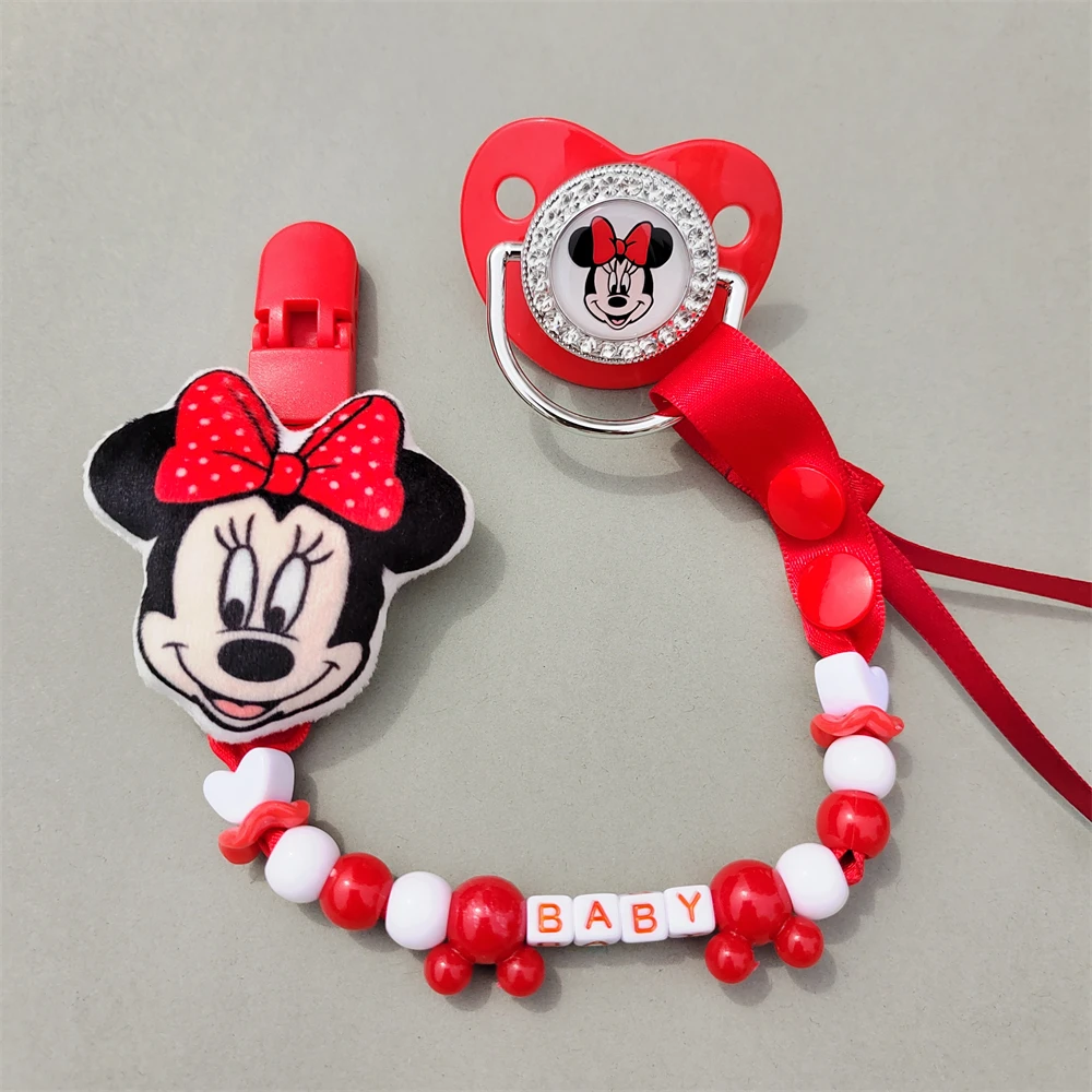 Nuevo Minnie Mouse rojo Bling cabeza pequeña de peluche relleno con algodón Pp nombre personalizado cadena/clip/soporte para maniquí falso más suave