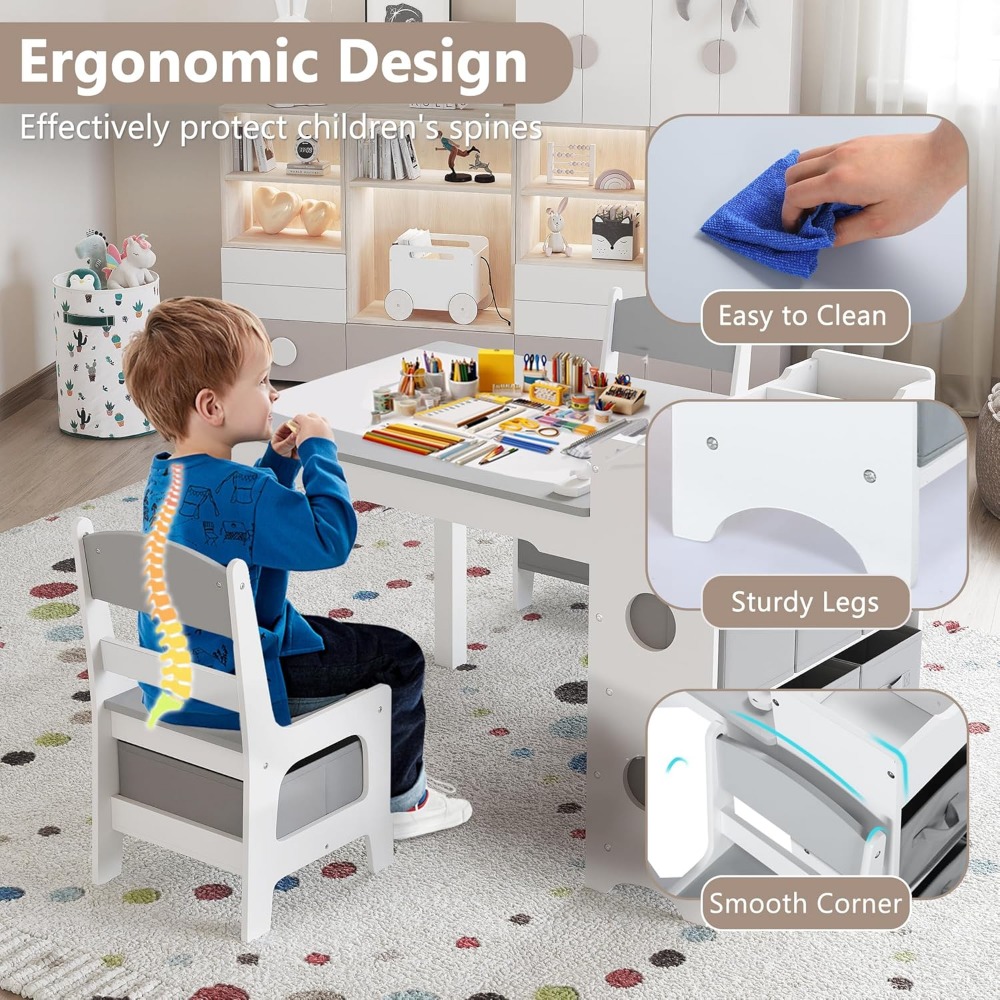 Children's Wooden Art Table and Chair Set for Toddlers - Ideal for Drawing, Reading, Studying, Crafting, and Play