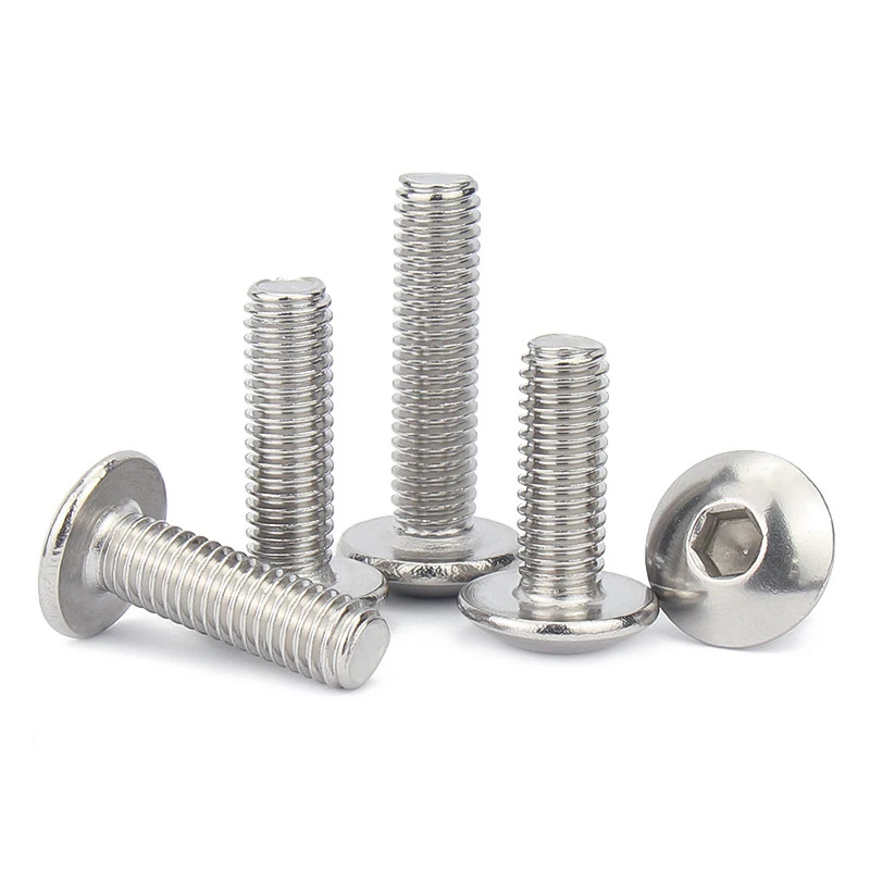 M2 M2.5 M3 M4 M5 M6 M8 M10 304 tornillos de cabeza hueca hexagonal de acero inoxidable cabeza de seta tornillos de cabeza de botón hexagonal