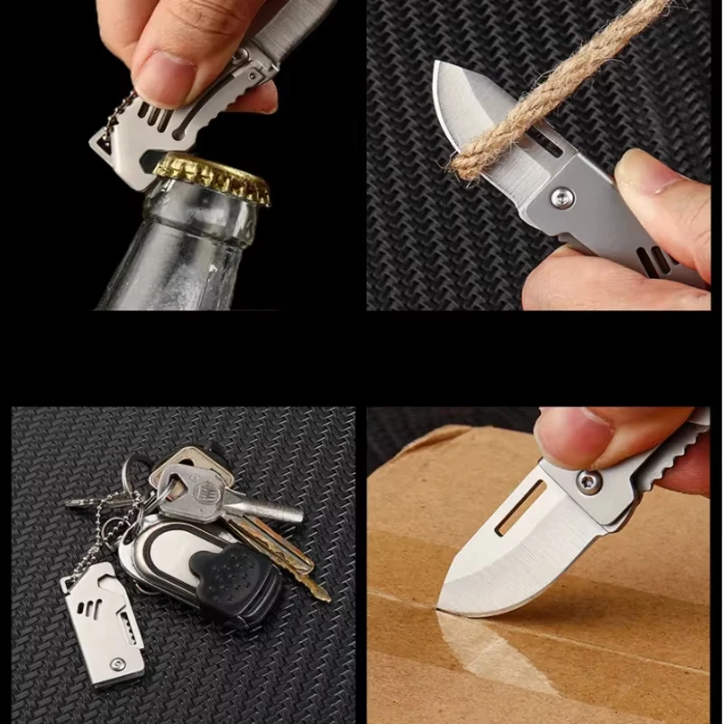 Mini coltello pieghevole da esterno apribottiglie portatile in acciaio utensile da taglio affilato gancio coltello ad alta durezza strumento di sopravvivenza da campeggio