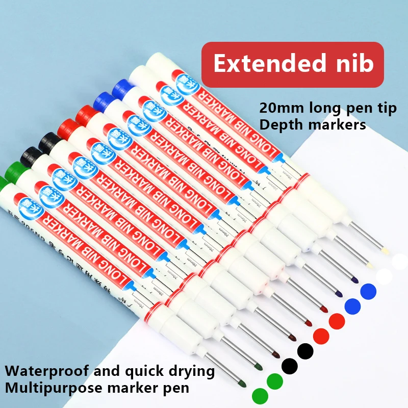 Rotulador multiusos resistente al agua, Punta larga de 20mm, 3 piezas, para carpintería, agujero profundo