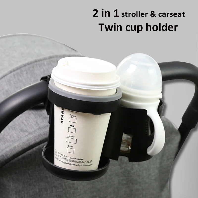 Universal รถเข็นเด็กถ้วยผู้ถือ 2 In 1 TWIN pram น้ํานมขวดเครื่องดื่มขาตั้งกระเป๋าถือสําหรับจักรยานรถเข็นรถเข็นเด็ก