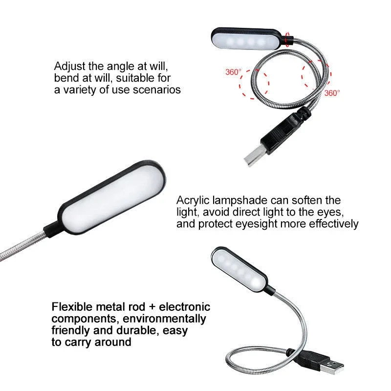 Portable USB Lights Reading Night Lamp Mini LED Book Lamps Table Desk Light for Laptop Power Bank Notebook Computer PC usb Room