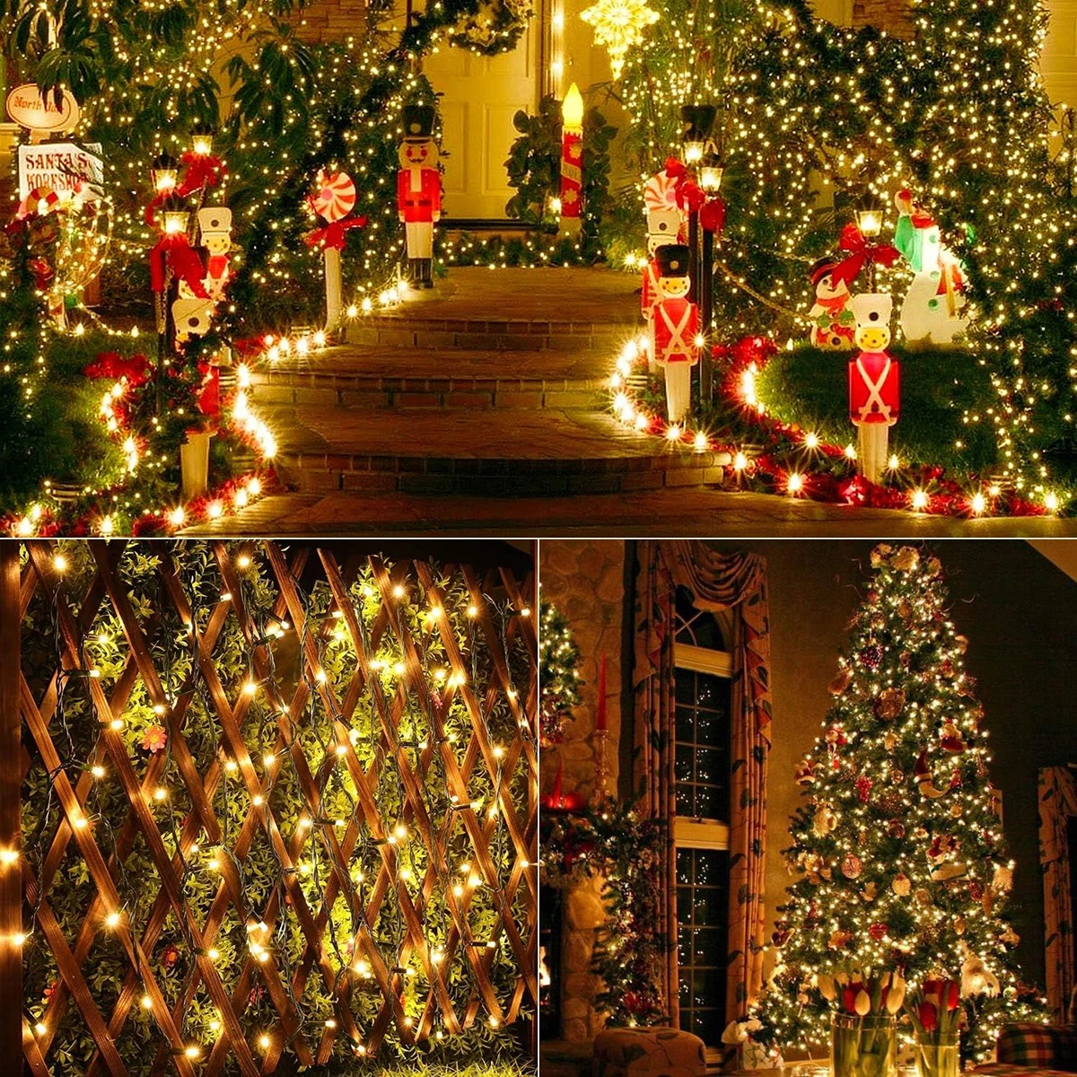 50M 100M Stringa per esterni Led Lucine Ghirlanda Lampada natalizia per albero di Natale Festa di nozze Terrazza Giardino Decorazione stradale