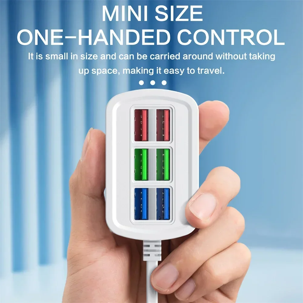 マルチ6ポートUSB電話充電器電源タップユニバーサルアダプター高速急速充電ヘッドソケット壁充電器ソケットハブスプリッター
