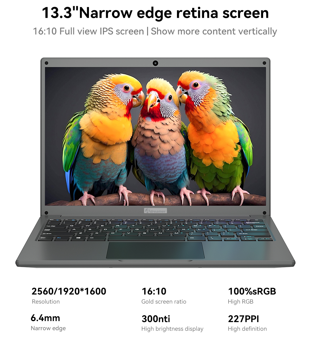 Adreamer 13.3-inch Laptop LeoBook13 Notebook 1920*1200 IPS Windows 10 Intel N4020 4G RAM 256G SSD Portable for Student Business