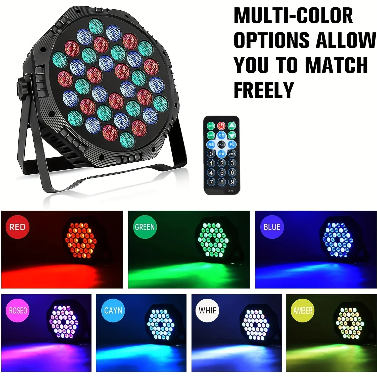 36 LED-podiumlicht Afstandsbediening DMX 512 Spraakgestuurde platte par-verlichting Feest Kerstverlichting Bar Club Bruiloft Kleurrijk licht