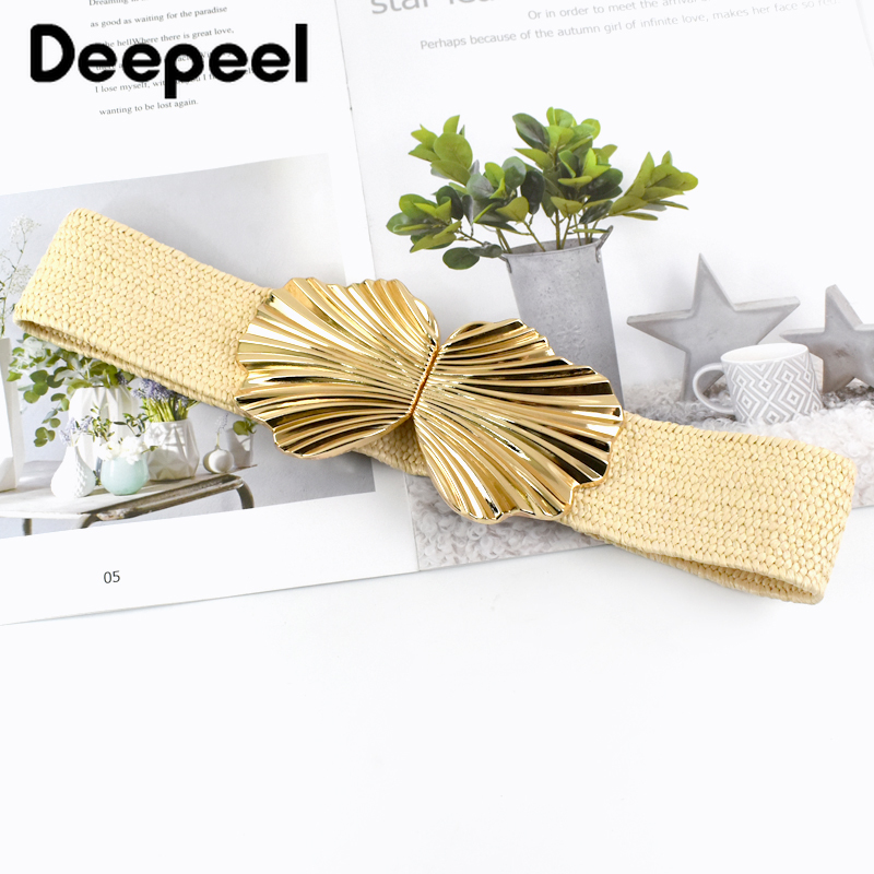 Deepeel 5cm gewebter breiter Gürtel böhmischen Stil Frauen elastischen Bund für Sommer Strand kleid Dekor Kummer bund Match Zubehör