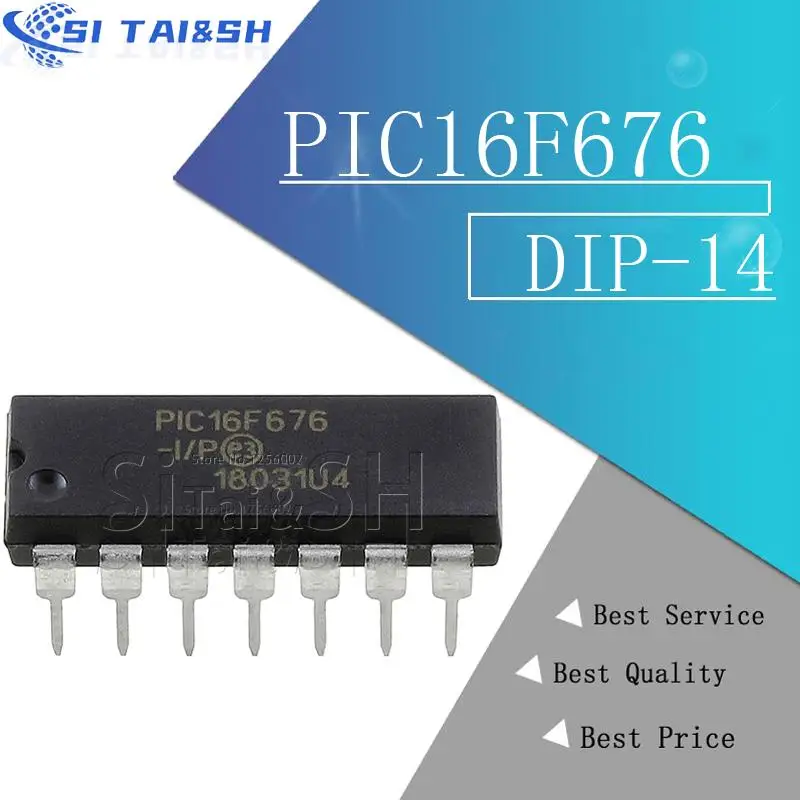 2pcs PIC16F676-I/P PIC16F676 DIP PIC16F676-IP capa protetora de plástico preto para DIP-14