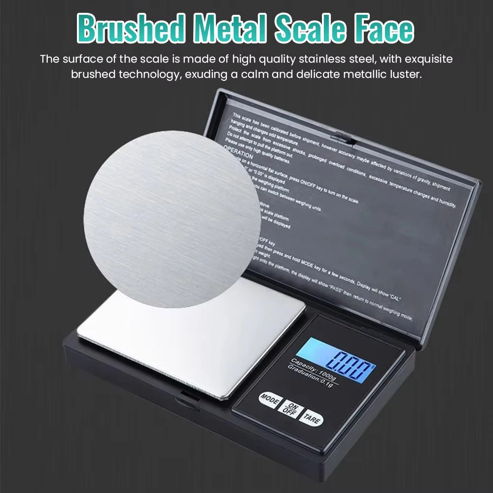 Mini báscula electrónica de alta precisión, báscula portátil de bolsillo para joyería, rango de precisión 1000G-0.1G con pantalla LCD