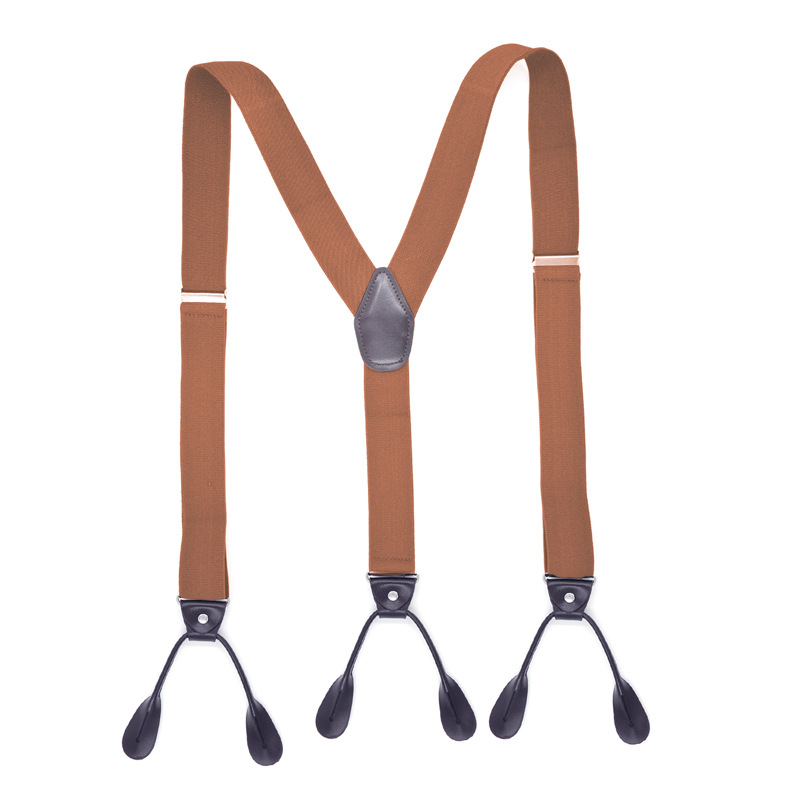 Tirantes elásticos de cuero para hombre, tirantes de 35mm de ancho, con botón Y espalda en Y, a la moda, para pantalón