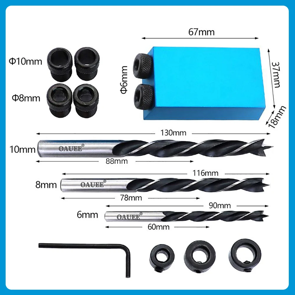 Woodworking Oblique Hole Drill Locator Pocket Hole Jig For Drilling 15 Degree Angle Drill Guide Sets DIY Puncher Carpentry Tools