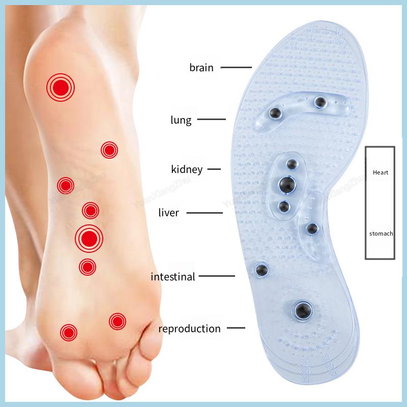 Acupressure on Foot Shoes Insole Magnet Massage Silicone Insoles for Medical Men increase time Women lose weight Shoe Sole