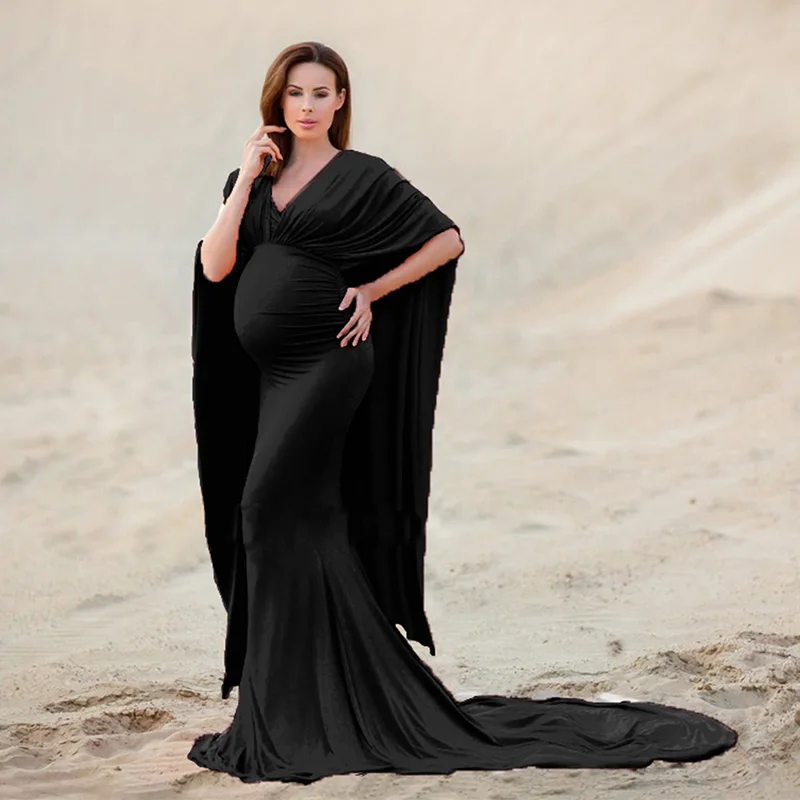 การออกแบบเสื้อคลุมบินชุดสําหรับหญิงตั้งครรภ์ Photo Session Elegant Premama ความยาวชั้น Maxi Martenity ชุดสําหรับอาบน้ําเด็ก
