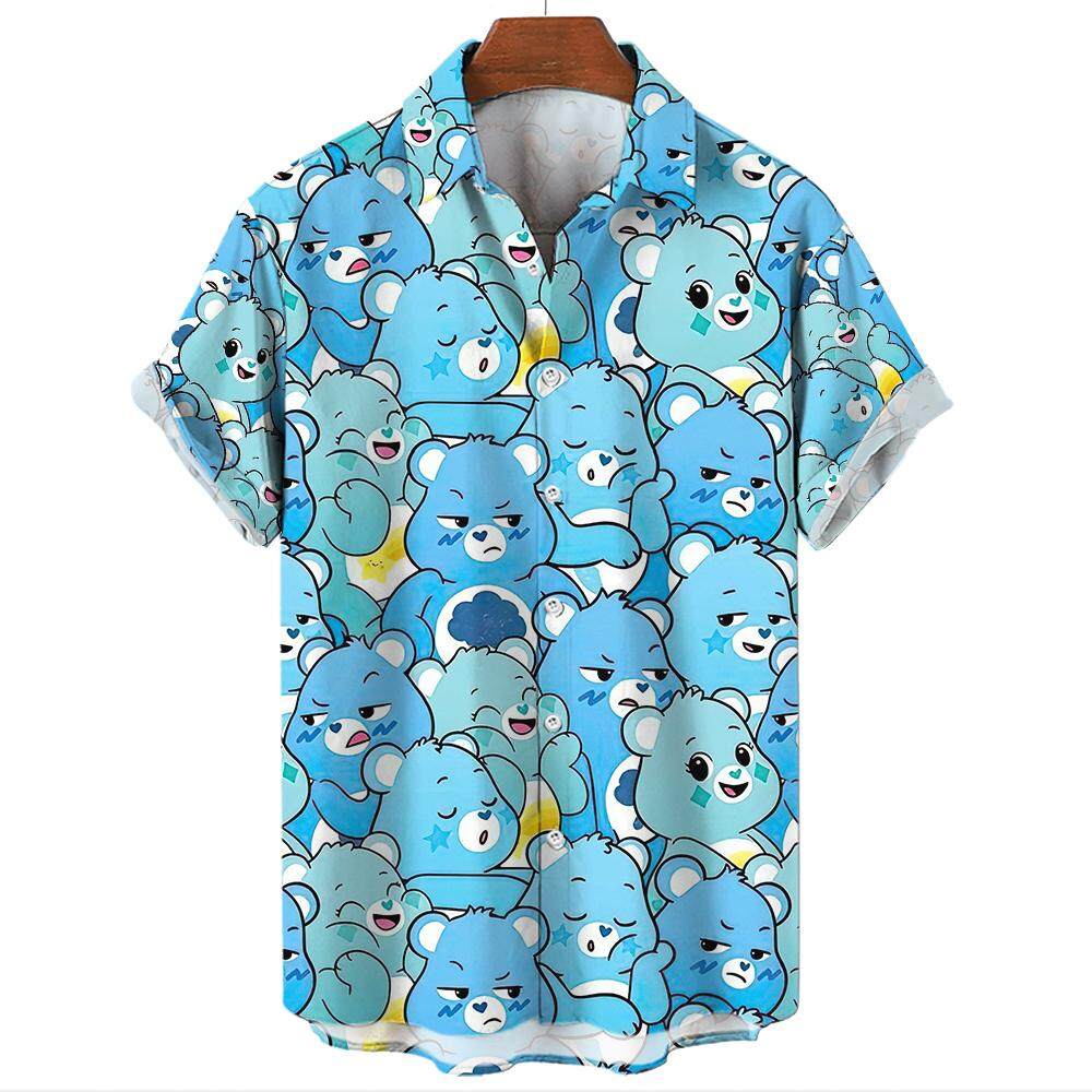 Camisas divertidas para hombre, Tops con estampado 3d de oso bonito, ropa informal, novedad de verano, camiseta de manga corta, camisa holgada de gran tamaño