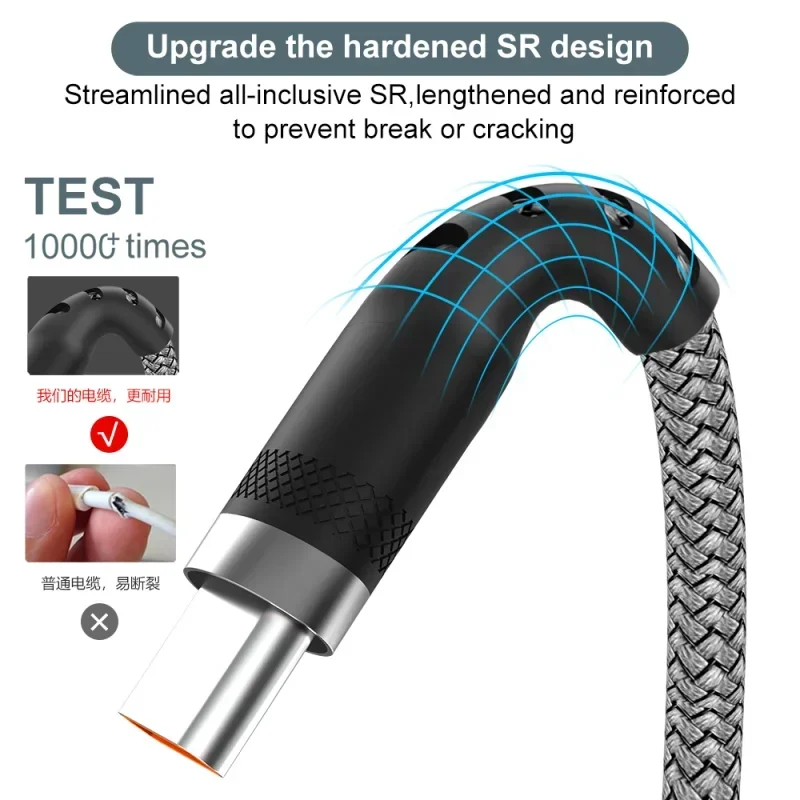 화웨이 USB C 타입 고속 충전 데이터 케이블, 삼성 샤오미 원플러스 USB C 익스텐션 충전 케이블, 6A, 1m, 2m, 3m, 5m