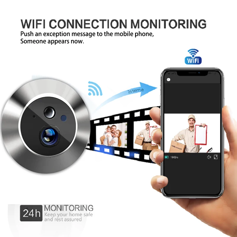 Tuya Smart 3MP  WiFi Peephole Video Door Camera Security one-way Audio Night Vision 4.3' HD Video Door Camera
