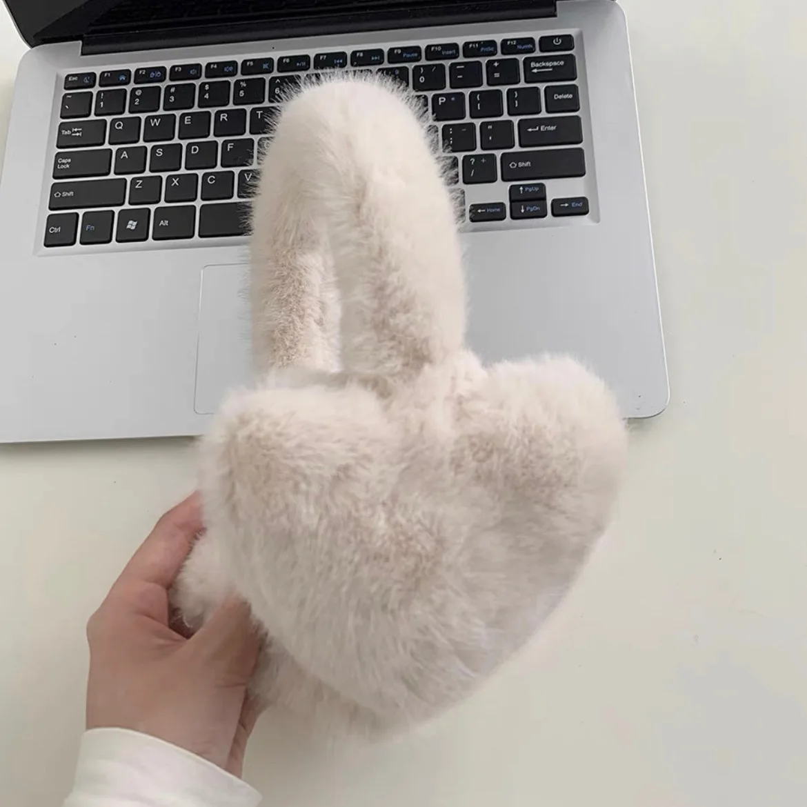 Y2k-orejeras de corazón de amor Rosa Kawaii para mujer, orejeras cálidas y gruesas, protección para los oídos JK japonesa, accesorios para ciclismo, Invierno