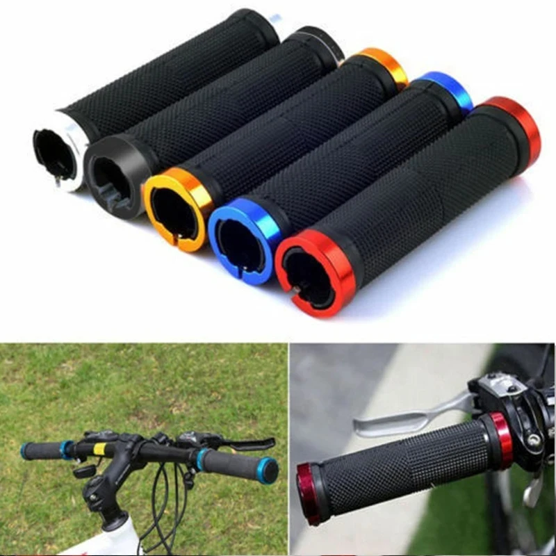 Manopole in gomma per bicicletta serratura in lega MTB manopole per manubrio con serratura bilaterale manicotto per manubrio da ciclismo antiscivolo accessori per biciclette BMX