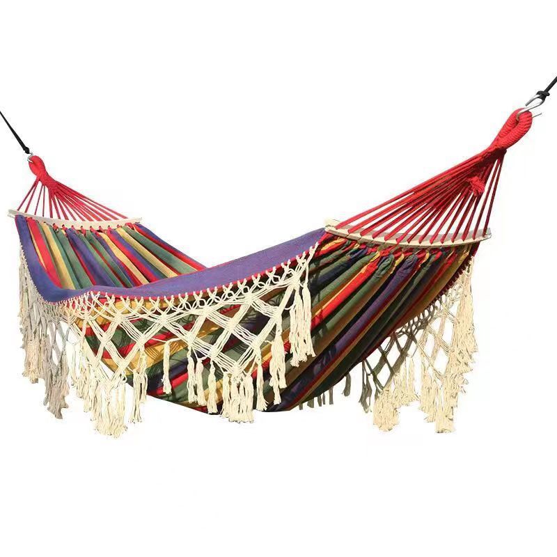 Anti-roll Fringe Hammock para Camping ao ar livre, Ins Canvas, Indoor, Single e Double Leisure, Swing Chair