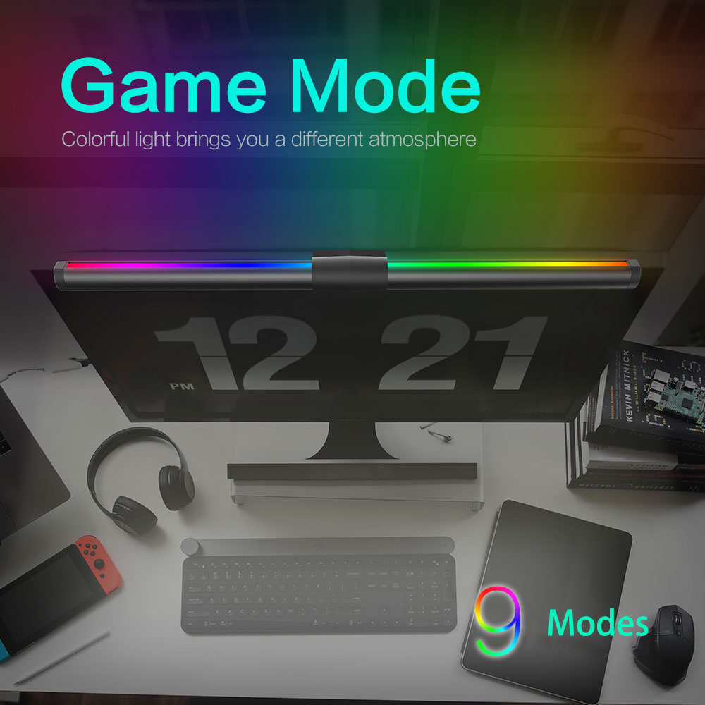 Wiscolor Barre lumineuse LED avec rétroéclairage RVB, lampe de bureau, moniteur, musique, ambiance pendante, lampe de table, écran PC, maison, bureau, jeu