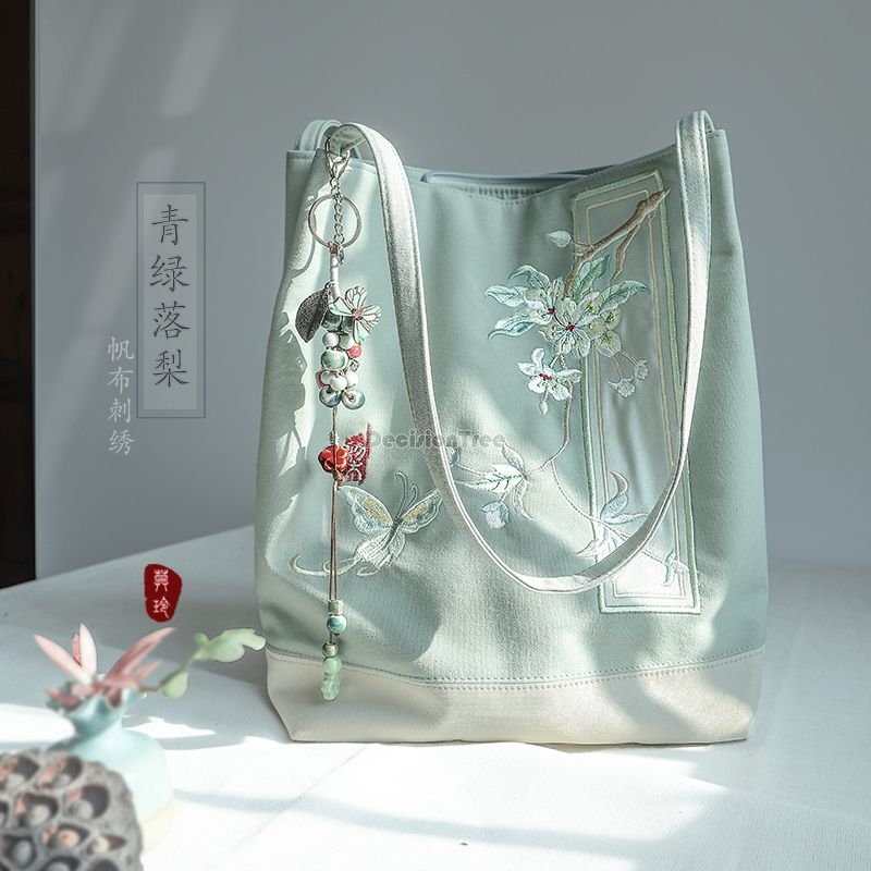 2025 estilo retro chino mujeres hanfu delicado bordado lienzo mano bolso de hombro diario nuevo estilo hanfu qipao accesorio b40