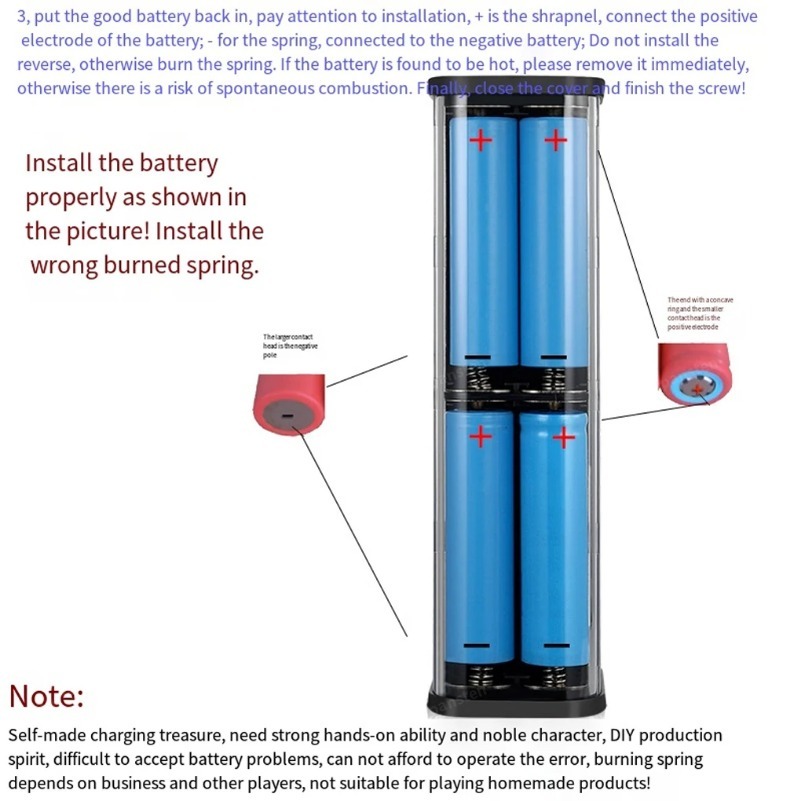 Transparent Shell 8*18650 Power Bank Case 22.5W Fast Charging LED USB C + Micro USB Port Battery Storage Box For iPhone Samsung