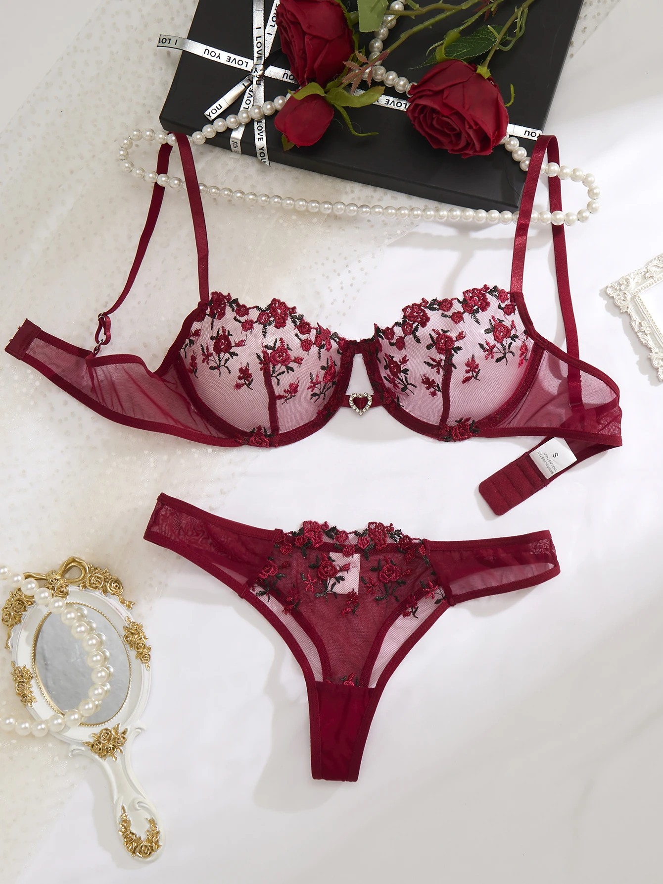 Clearance_Conjunto de lencería de 2 piezas, ropa interior Sexy con bordado Floral, Kits cortos de encaje transparente para el cuidado de la piel, conjunto de hadas delicado para mujer
