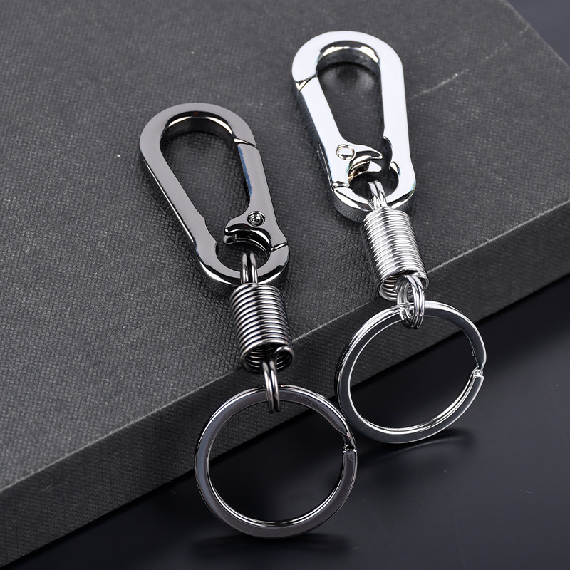 Spring Keychain Climbing Hook Car Keychain Simple Strong Carabiner Shape Keychain Accessories Metal Vintage Keychain