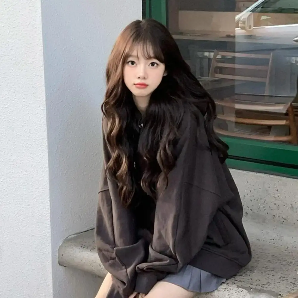 Peruca de onda longa feminina franja preta encaracolado cabelo sintético cosplay festa de halloween peruca naturalmente resistente ao calor uso diário