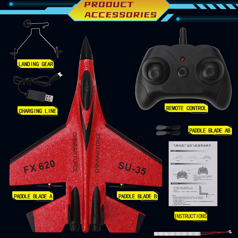 Avión de espuma RC SU-35 avión 2,4G Radio Control planeador Control remoto avión de combate planeador avión espuma niños juguetes para niños