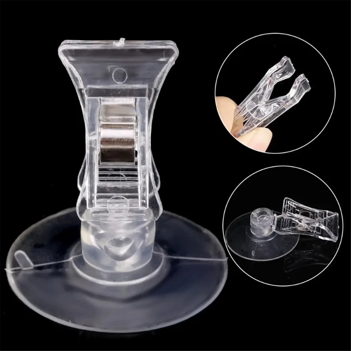 10Pcs Suction Cup Clips Transparent Sucker Clamp Bathroom Window Glass Suction Cup with Clip for Advertising Display