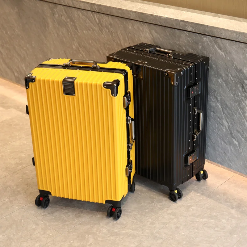 Gepäck Koffer Aluminiumrahmen 20 Trolley Case Universalräder 24 Weiblich Männlich Studenten 26 Langlebiges Passwort 28 Zoll Ledertasche